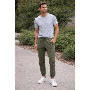 Athleta Men Olive Green Jogger Pants Elastic Waist Drawstring Size L